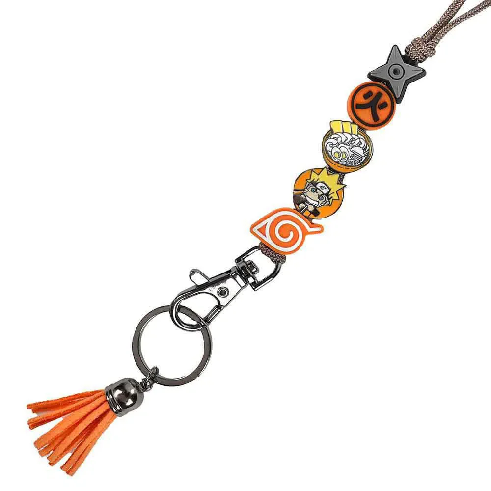 Naruto - Konoha & Naruto Uzumaki Charm Beaded Lanyard (Orange) - Bioworld - Image 2