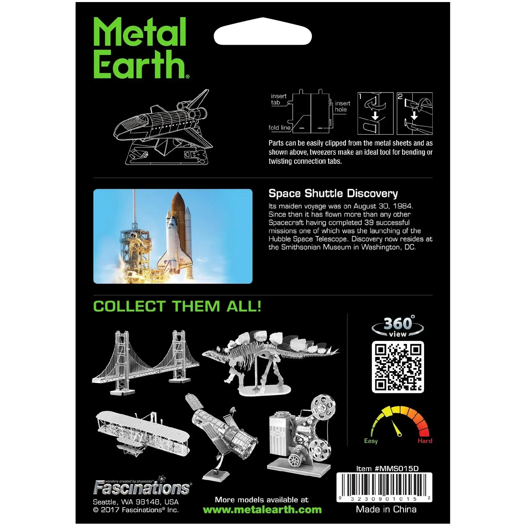 NASA - Space Shuttle Discovery Spacecraft Figure Model Kit (Steel, Easy Difficulty) - Fascinations - Metal Earth Series - (2022) - Image 3