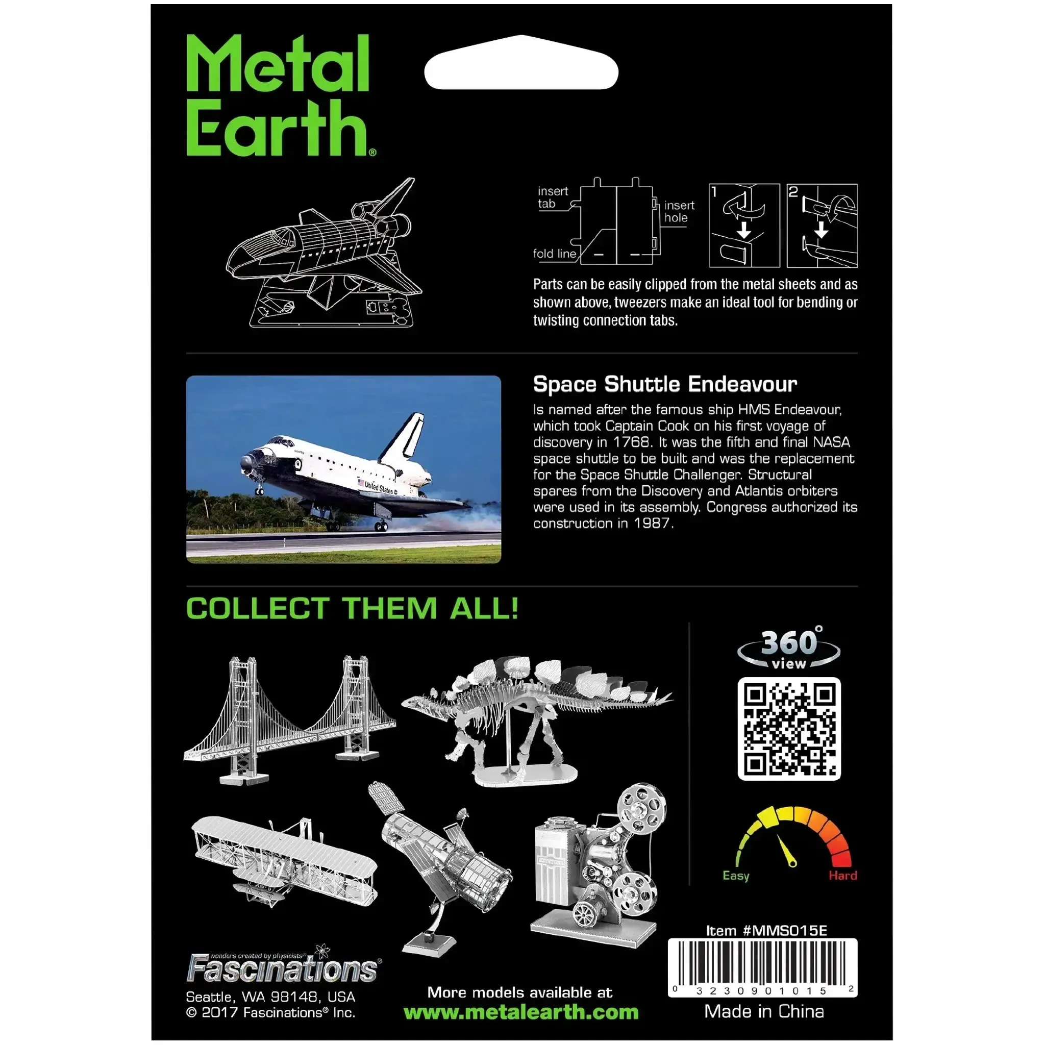NASA - Space Shuttle Endeavour Spacecraft Figure Model Kit (Steel, Easy Difficulty) - Fascinations - Metal Earth Series - (2022) - Image 3