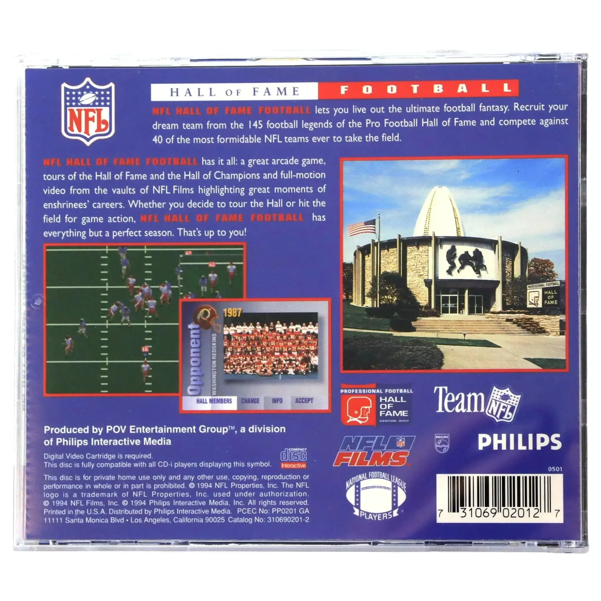 NFL Hall of Fame Football - Sports Arcade Video Game (Ages 6+) - Philips CD-i - (1994) - Image 3