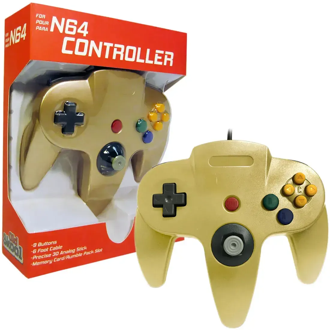 Nintendo 64 - Gold Wired Controller (6' Cable) - Old Skool - Image 2