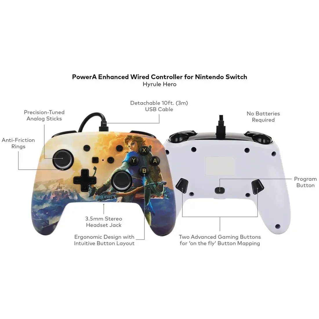 Nintendo Switch [The Legend of Zelda: Breath of the Wild] - Hyrule Hero Enhanced Wired Controller - PowerA - Image 11