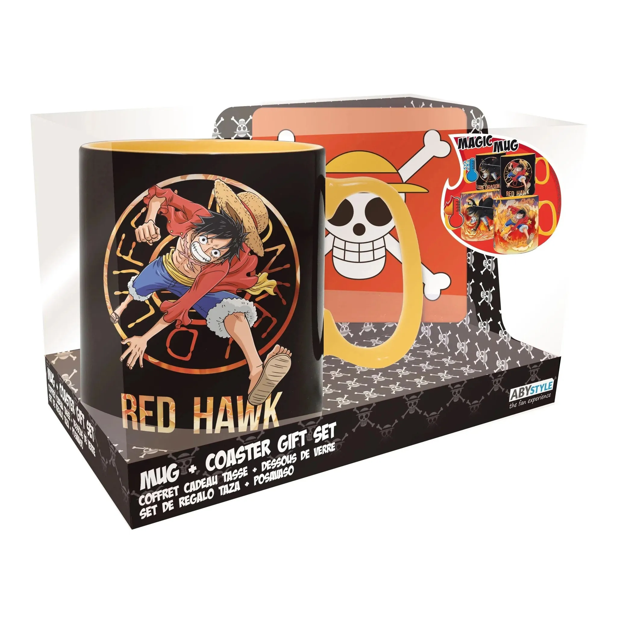 One Piece - Luffy and Sabo "Red Hawk" Heat-Change Mug and Coaster Gift Set (16 oz.) - ABYstyle