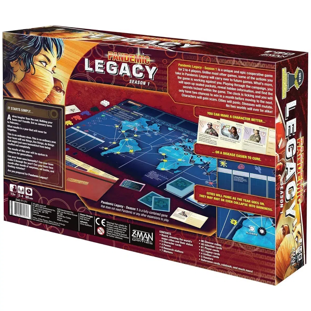 Pandemic: Legacy Season 1 (Red Edition) - Cooperative Science Board Game for Family, and Adults (2-4 Players, Ages 13+) - Z-Man Games - Image 3