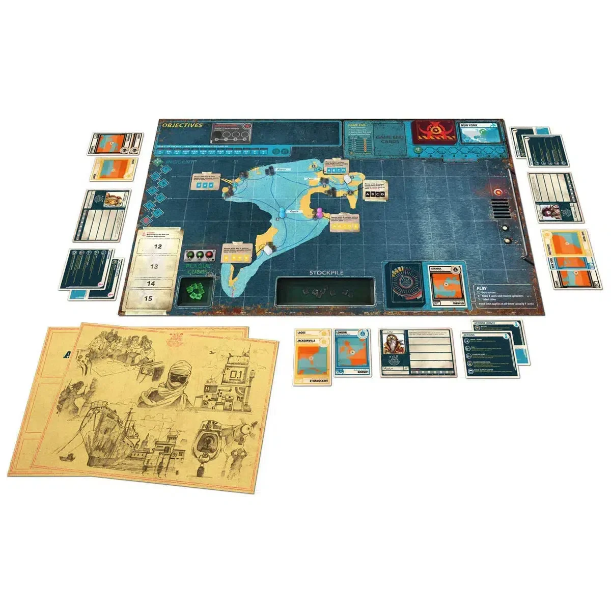 Pandemic: Legacy Season 2 (Black Edition) - Cooperative Post-Apocalyptic Board Game for Family, and Adults (2-4 Players, Ages 14+) - Z-Man Games - Image 2