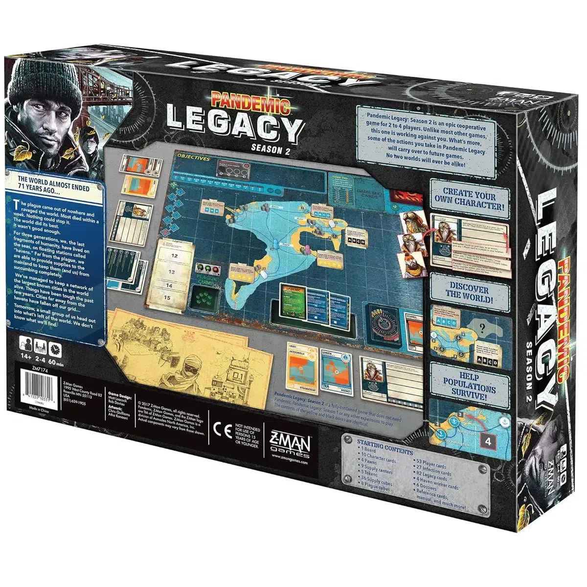 Pandemic: Legacy Season 2 (Black Edition) - Cooperative Post-Apocalyptic Board Game for Family, and Adults (2-4 Players, Ages 14+) - Z-Man Games - Image 3