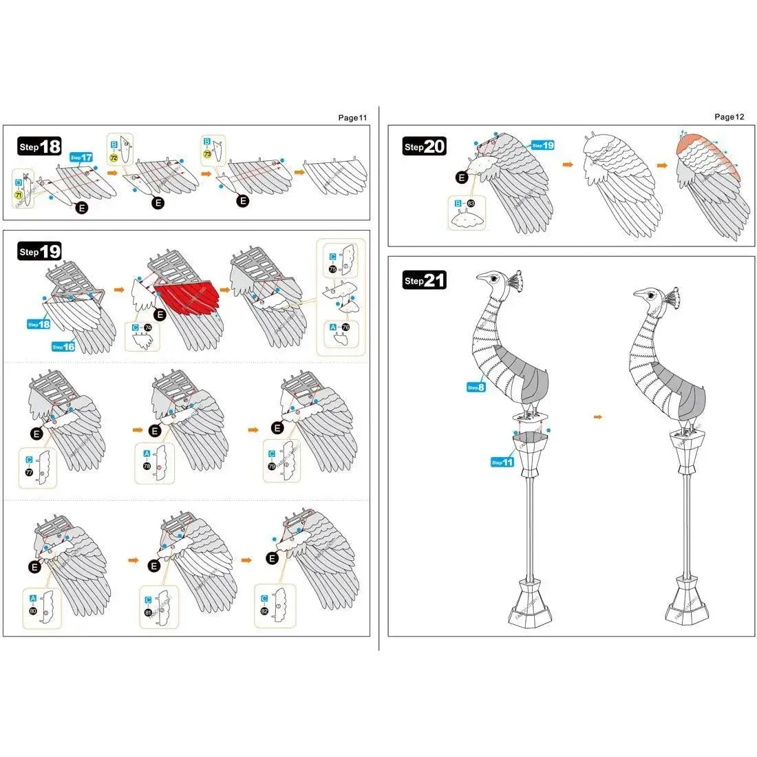 Peacock Figure Model Kit (Steel, Moderate Difficulty) - Fascinations - Metal Earth Premium Series - Image 12