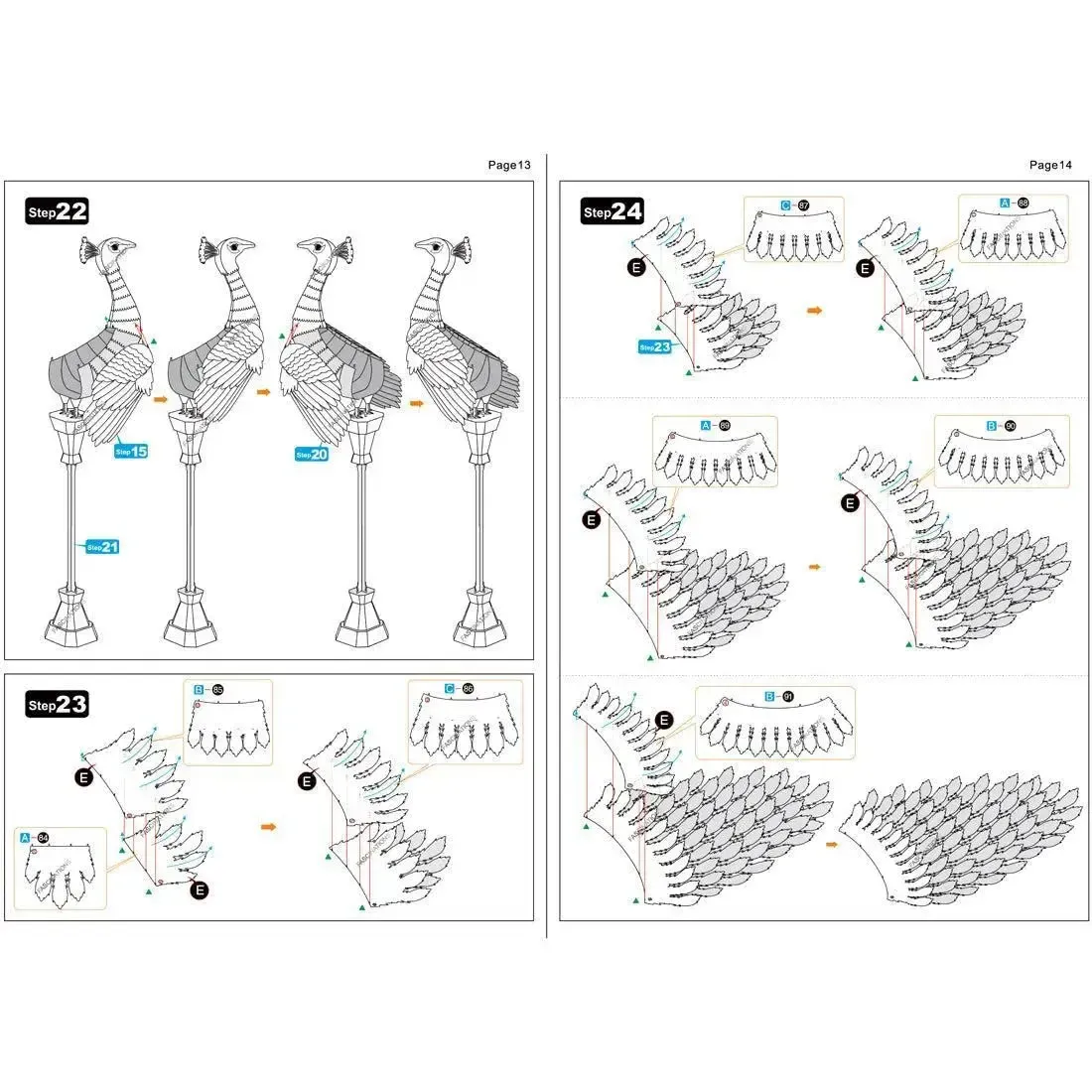 Peacock Figure Model Kit (Steel, Moderate Difficulty) - Fascinations - Metal Earth Premium Series - Image 13