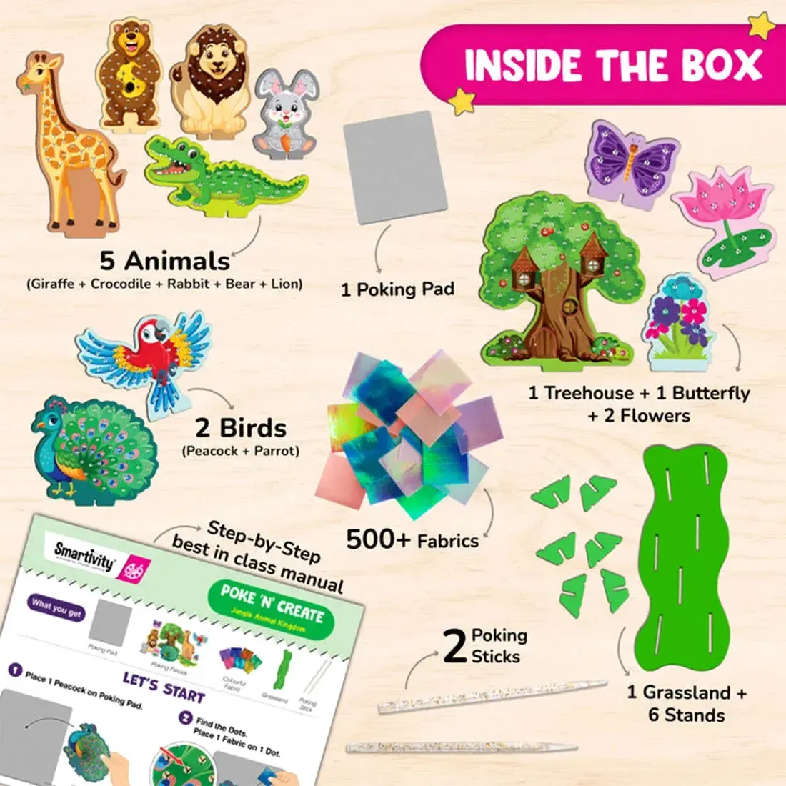 Poke N Create: Jungle Animal Kingdom - Mess Free DIY Activity Craft Kit - Smartivity - Image 2