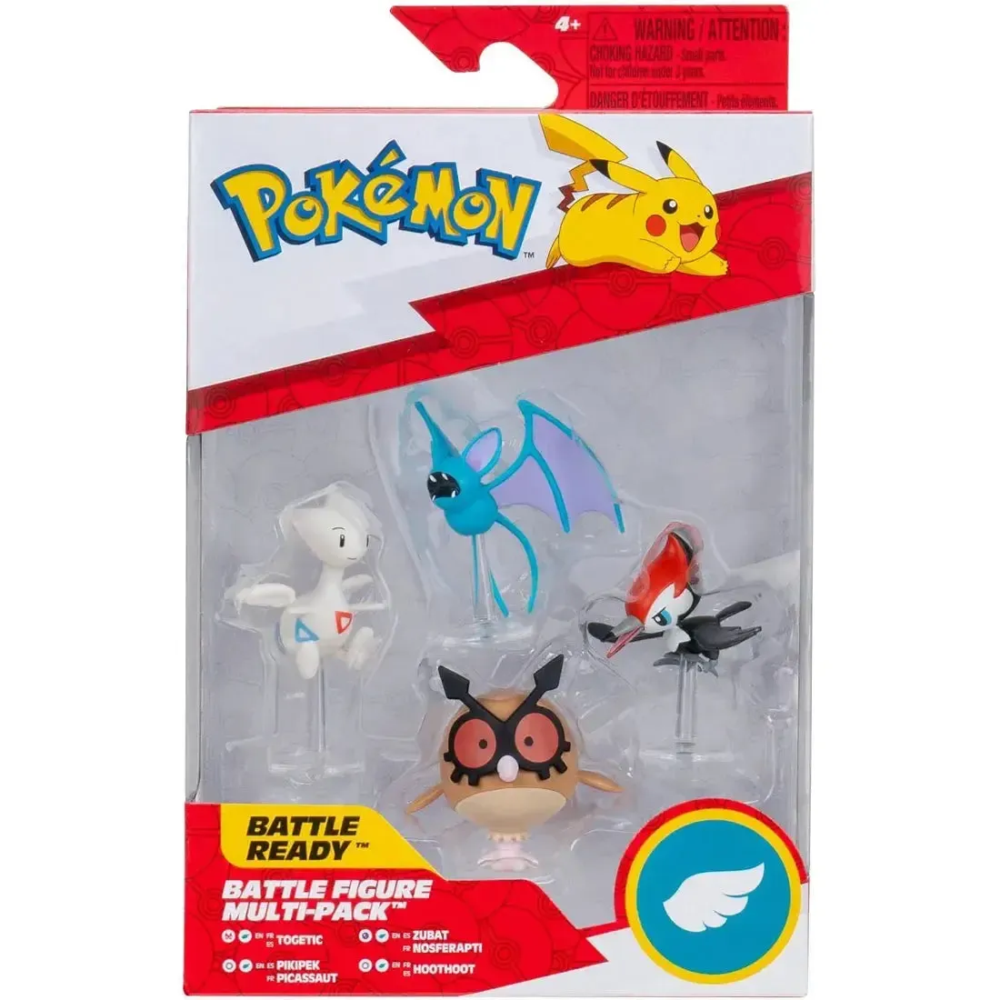 Pokémon - Flying-type Battle Pack Figure Set (Togetic, Pikipek, Zubat & Hoothoot) - Jazwares - Battle Ready Series
