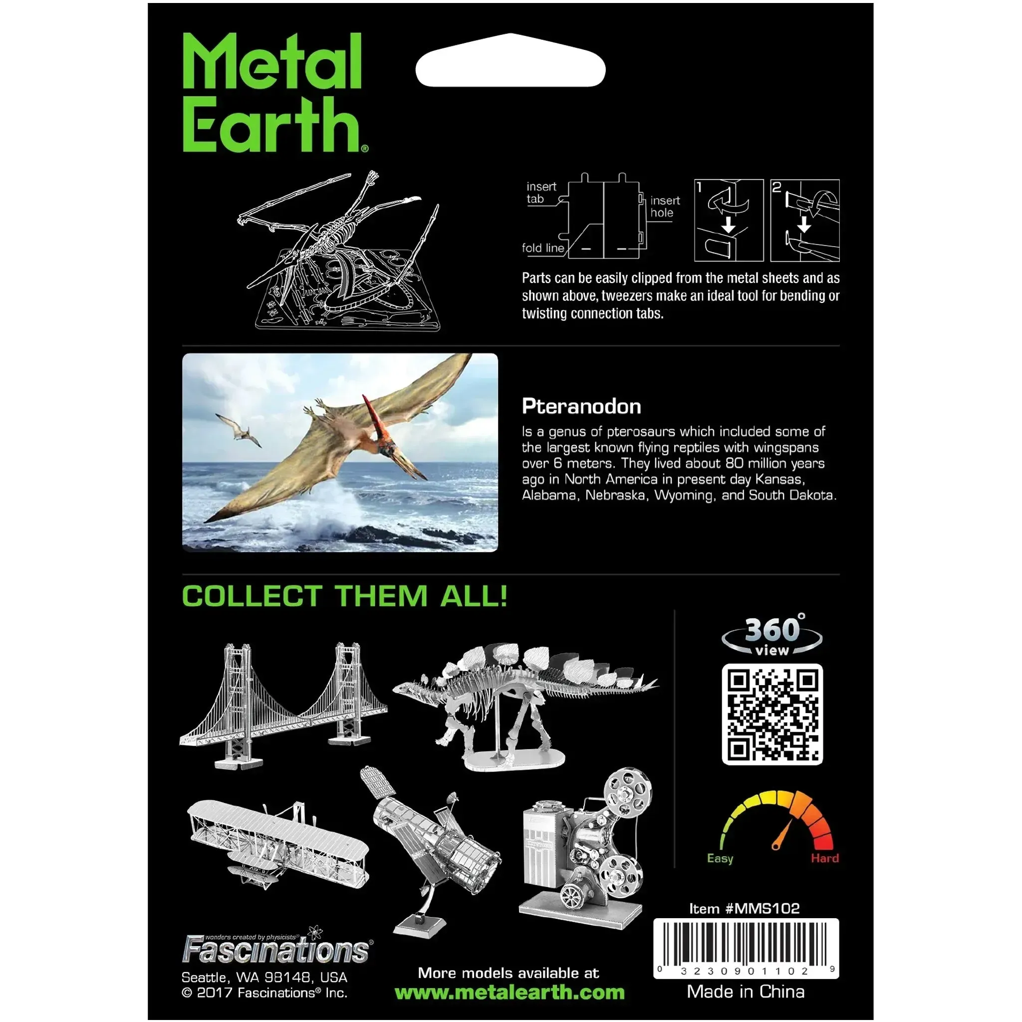 Pteranodon Prehistoric Dinosaur Skeleton Figure Model Kit (Steel, Moderate Difficulty) - Fascinations - Metal Earth Series - (2022) - Image 3