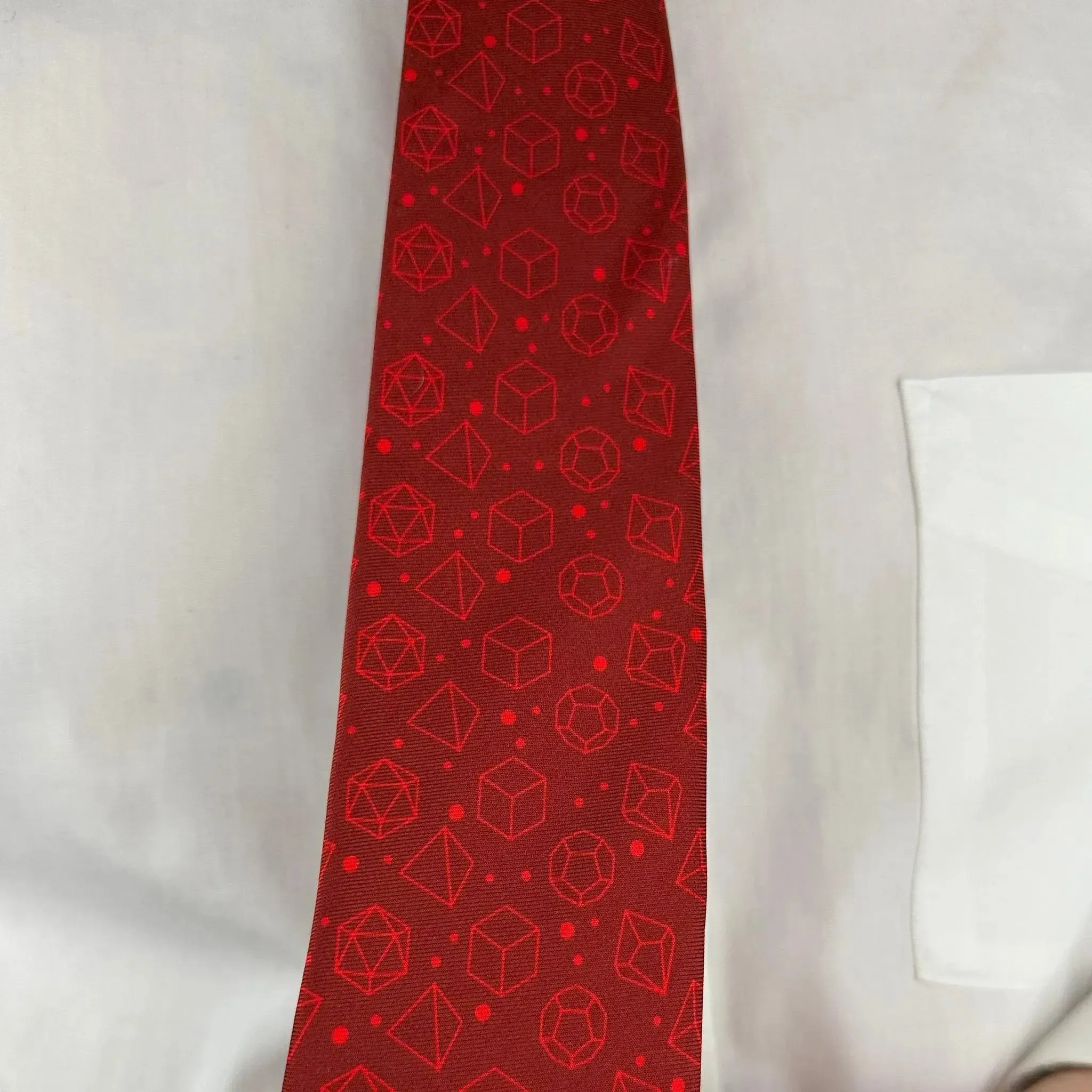 Red Dice Pattern Premium Necktie (Handmade, 100% Silk) - Adventurer's Forge - Image 10