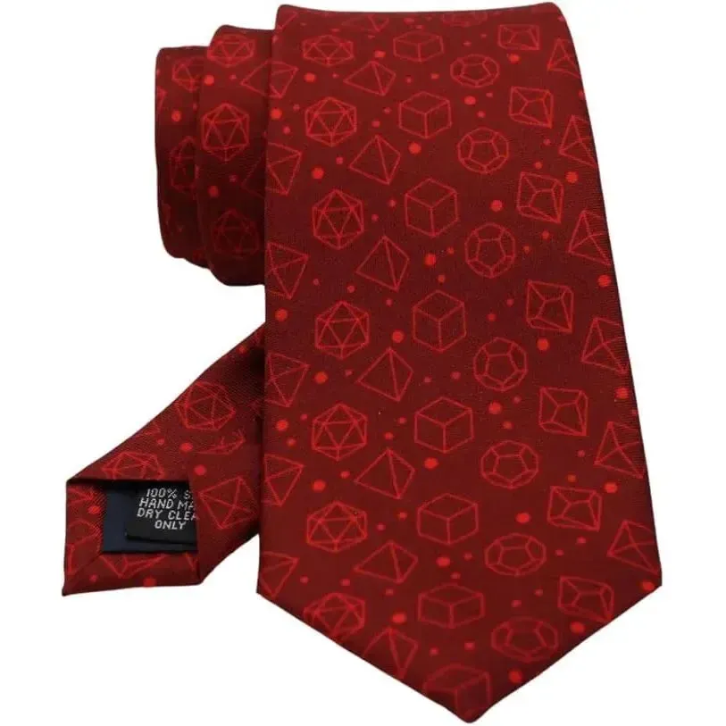 Red Dice Pattern Premium Necktie (Handmade, 100% Silk) - Adventurer's Forge - Image 3