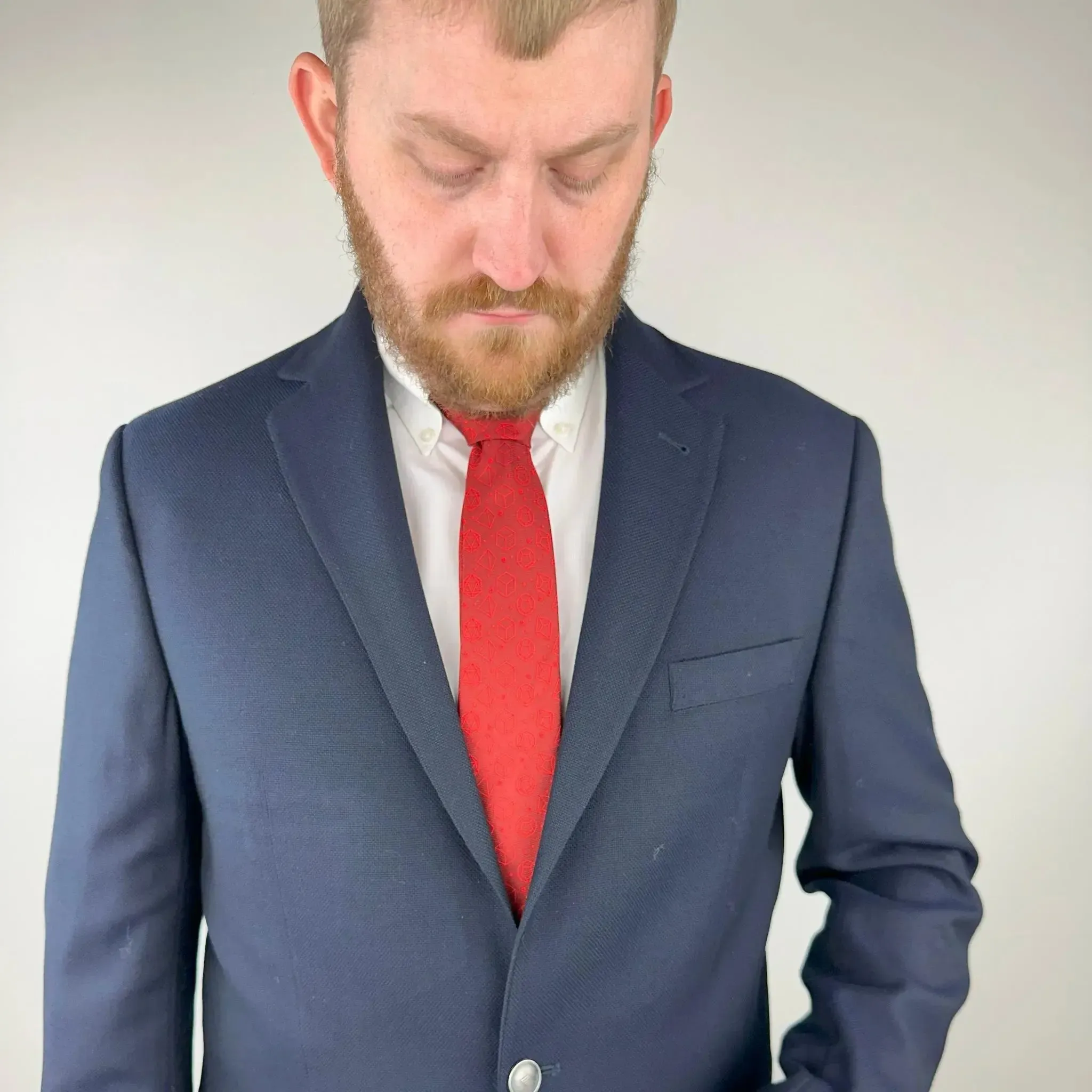 Red Dice Pattern Premium Necktie (Handmade, 100% Silk) - Adventurer's Forge - Image 4
