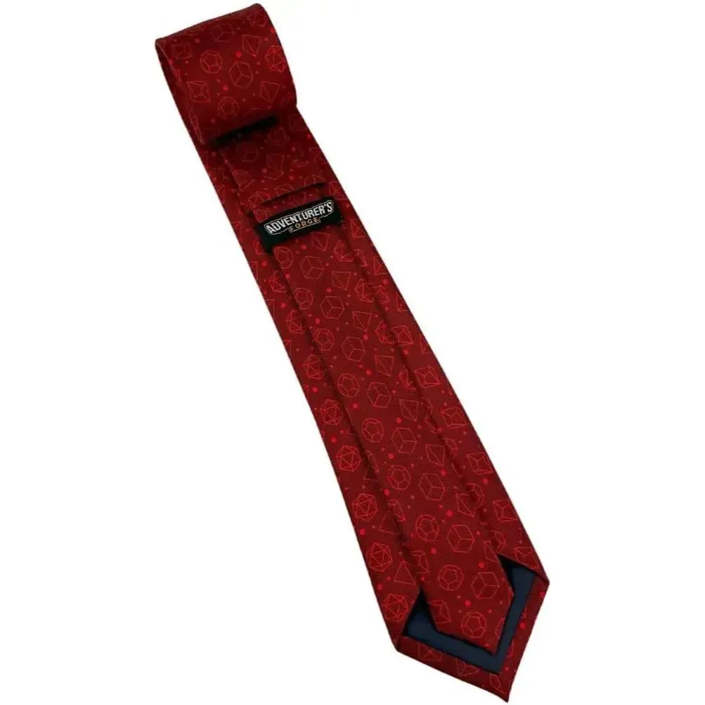 Red Dice Pattern Premium Necktie (Handmade, 100% Silk) - Adventurer's Forge - Image 5