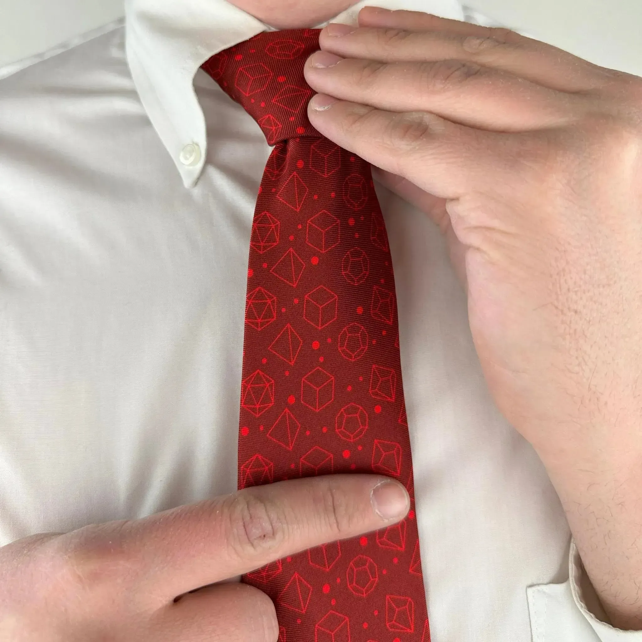 Red Dice Pattern Premium Necktie (Handmade, 100% Silk) - Adventurer's Forge - Image 7
