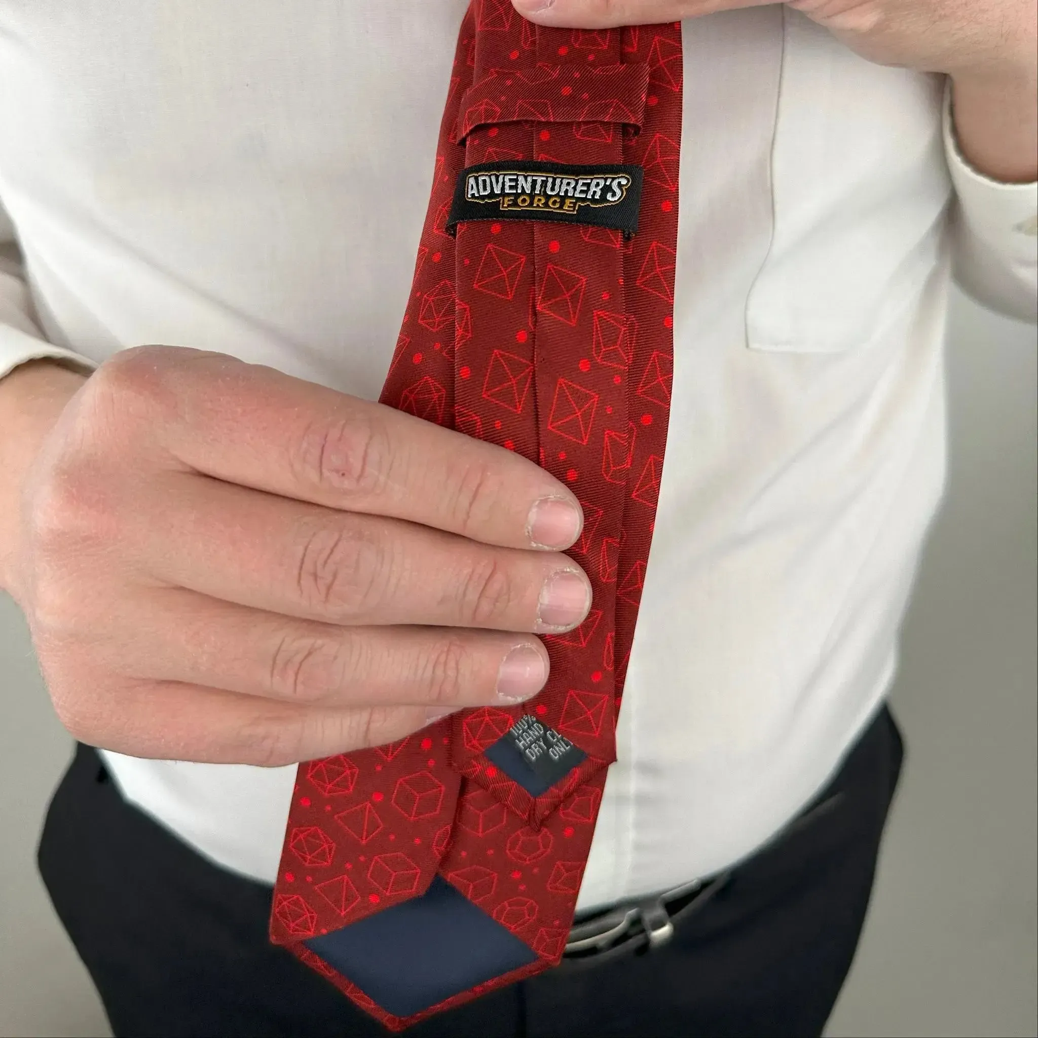 Red Dice Pattern Premium Necktie (Handmade, 100% Silk) - Adventurer's Forge - Image 8