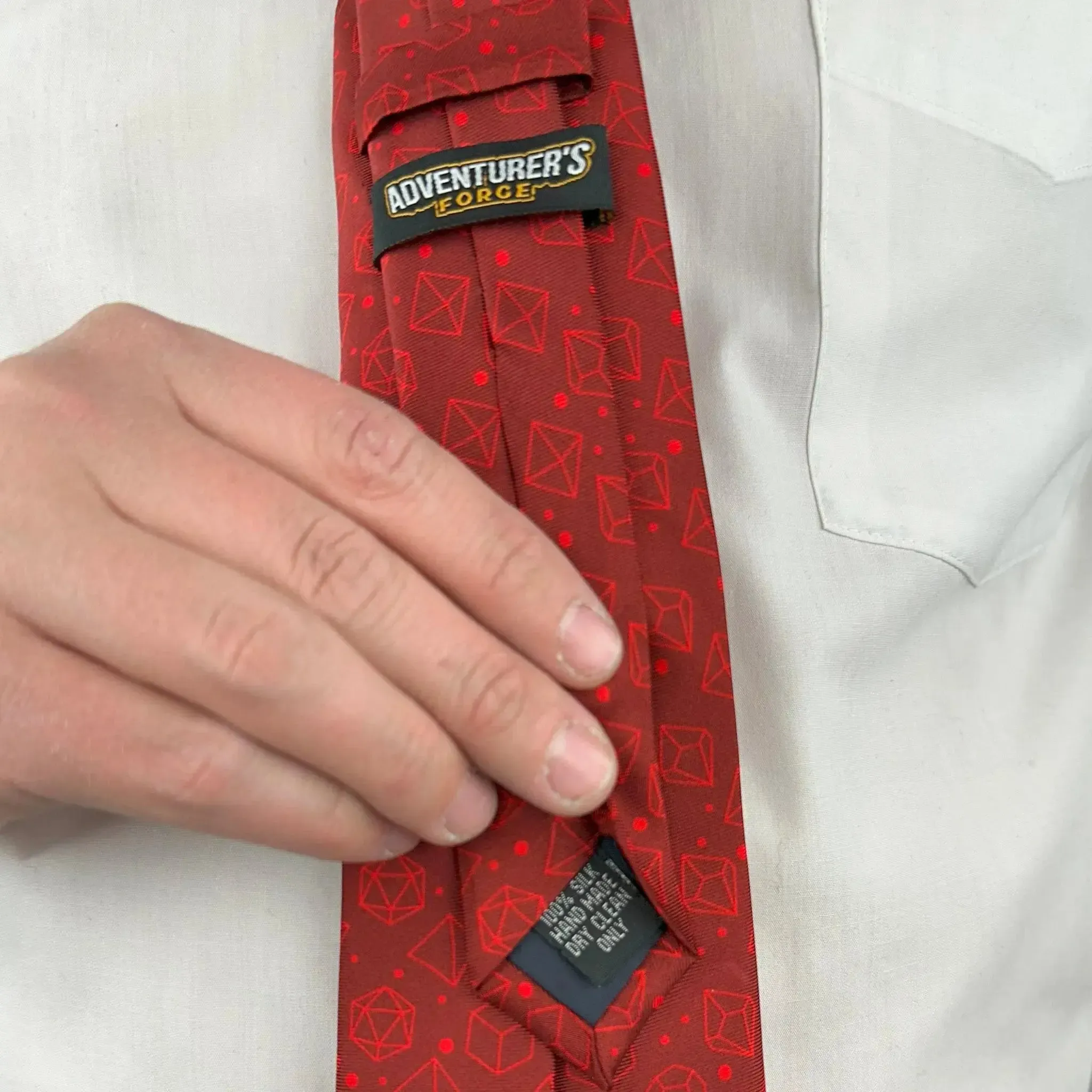 Red Dice Pattern Premium Necktie (Handmade, 100% Silk) - Adventurer's Forge - Image 9