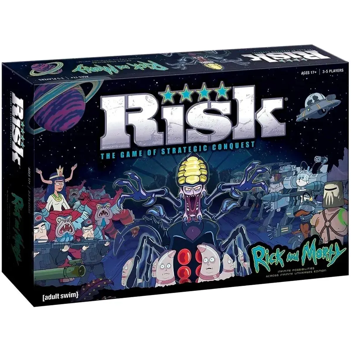 Risk: Rick and Morty Edition - Area Control War Board Game for Family and Adults (3-5 Players, Ages 17+) - USAopoly