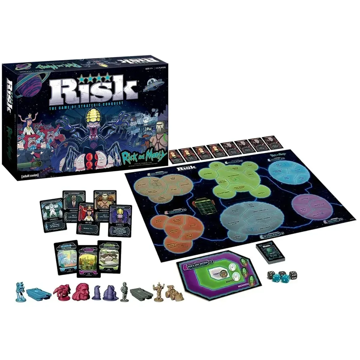 Risk: Rick and Morty Edition - Area Control War Board Game for Family and Adults (3-5 Players, Ages 17+) - USAopoly - Image 2