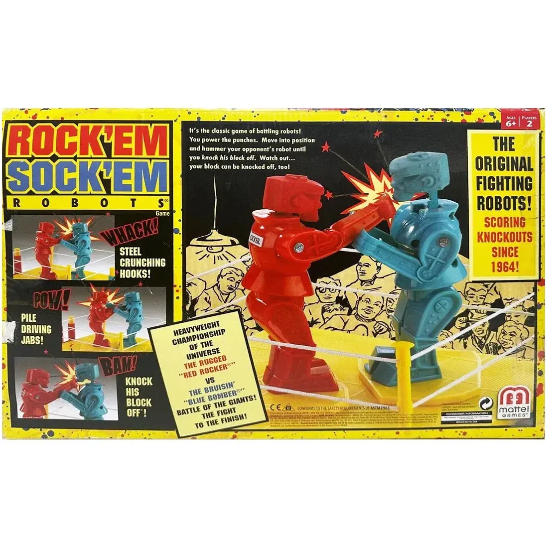Rock 'Em Sock 'Em Robots: Red Rocker & Blue Bomber - Dexterity Action Game for Family, Adults, and Children (2 Player, Ages 6+) - Mattel Games - Image 3
