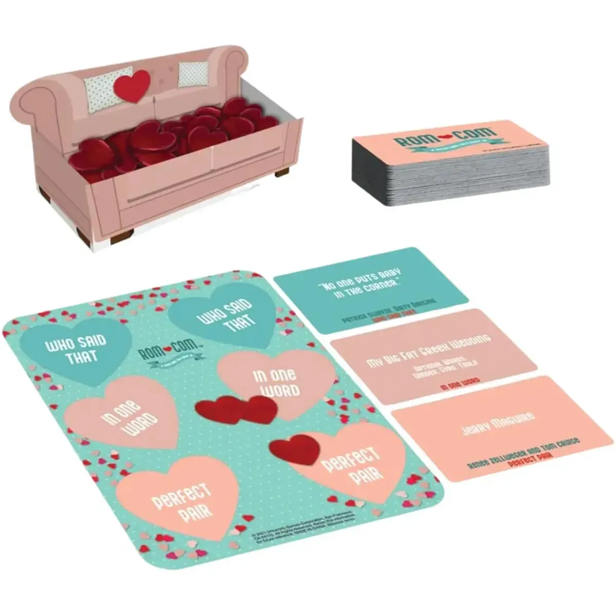 Rom Com: A Trivia Game for a night in - Trivia Romance Board Game for Family, and Adults (4+ Players, Ages 12+) - University Games - Image 4