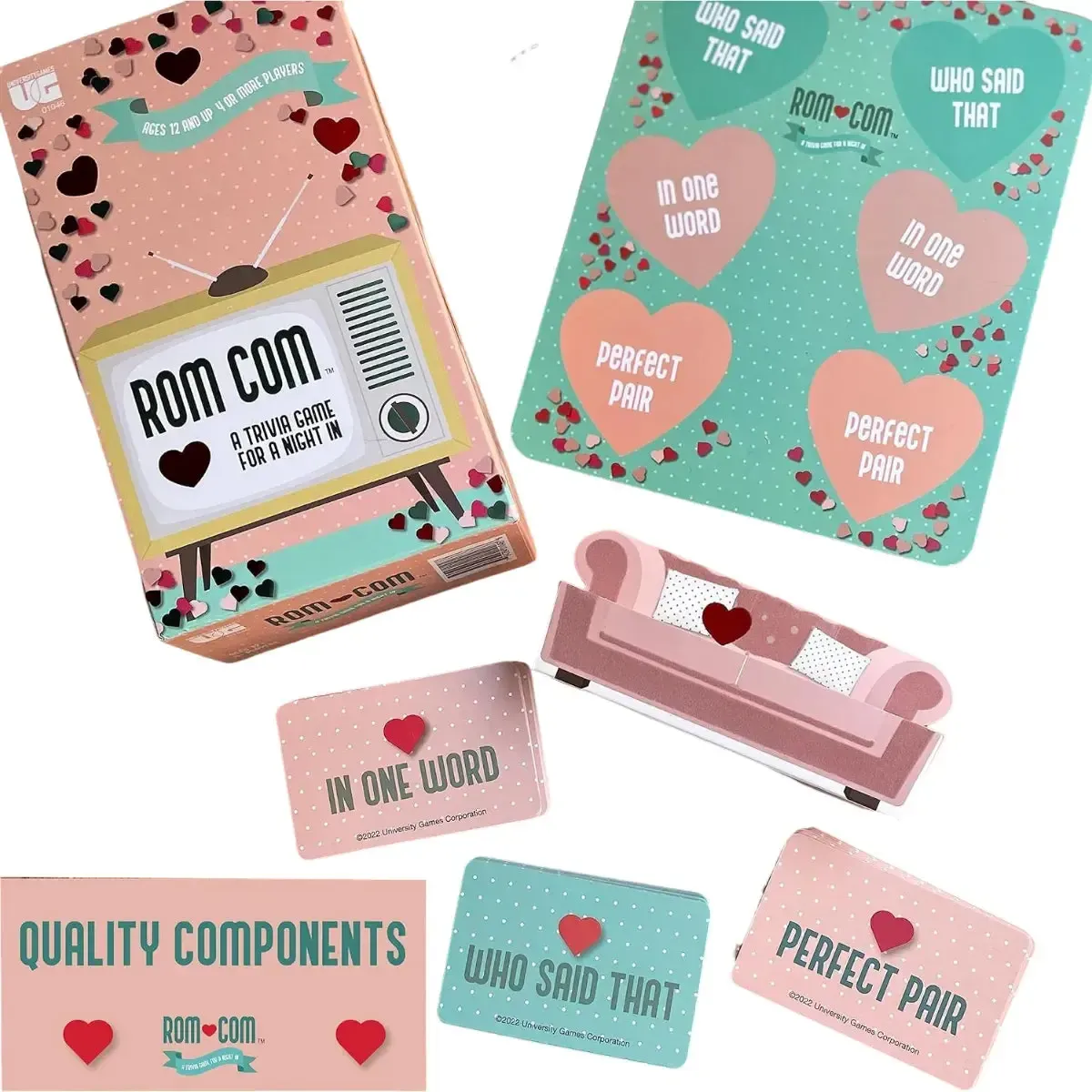 Rom Com: A Trivia Game for a night in - Trivia Romance Board Game for Family, and Adults (4+ Players, Ages 12+) - University Games - Image 6