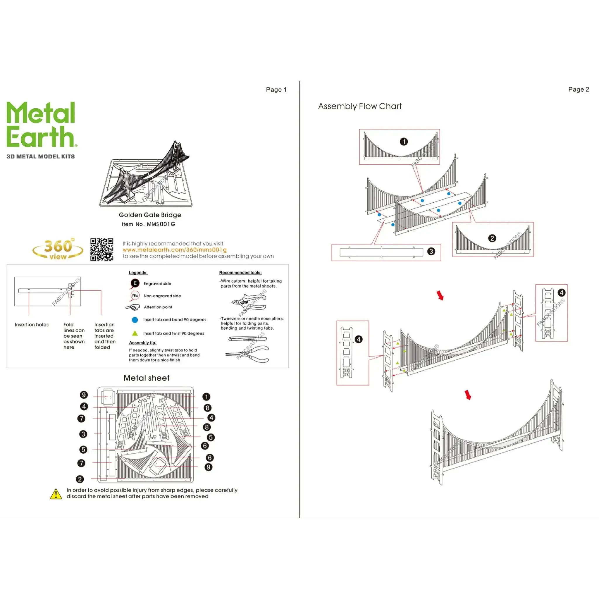 San Francisco - Golden Gate Bridge Figure Model Kit (Steel, Easy Difficulty) - Fascinations - Metal Earth Series - (2024) - Image 9