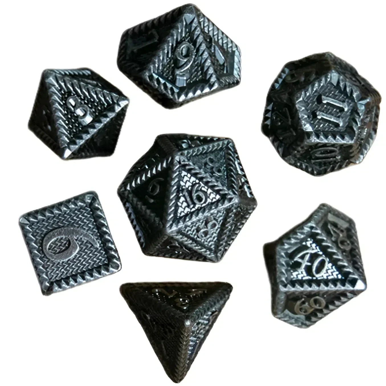 Serrated Metal Dice Set (7 Dice, Polyhedral) - Game Master Dice - Image 4