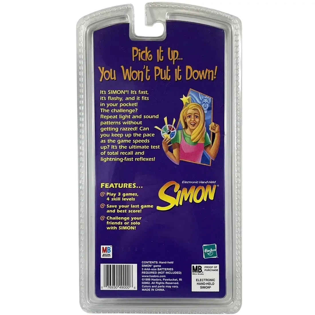 Simon - Puzzle Abstract Electronic Handheld Game for Adults, Family, and Children (1+ Players, Ages 7+) - Hasbro [Milton Bradley] - (1999) - Image 3