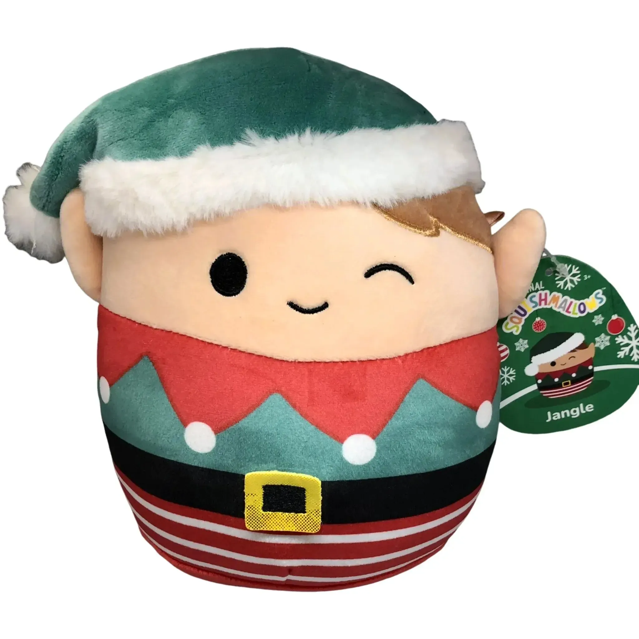 Squishmallows - Christmas Edition Jangle the Elf with Green Hat & Red Striped Outfit Plush (5") - Kellytoy - (2021) - Image 4