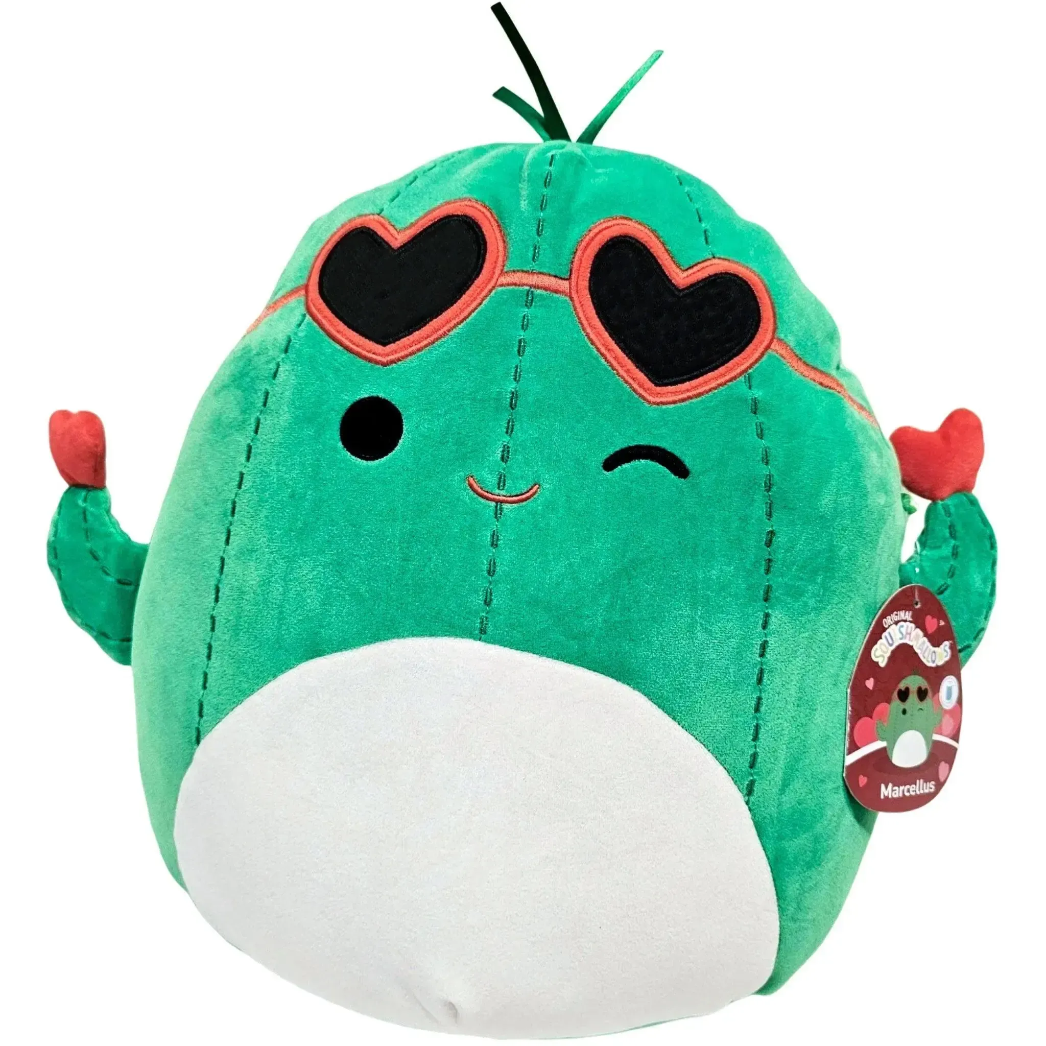 Squishmallows - Valentine’s Edition Heart Sunglasses Winking Marcellus the Cactus Plush (12") - Jazwares - (2024) - Image 3