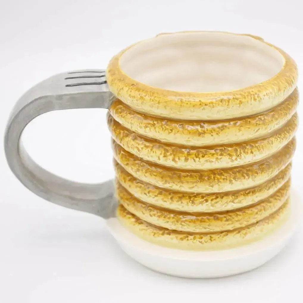 Stack of Pancakes Sculpted Mug Gag Gift (Ceramic, 12 oz.) - Island Dogs - Image 2