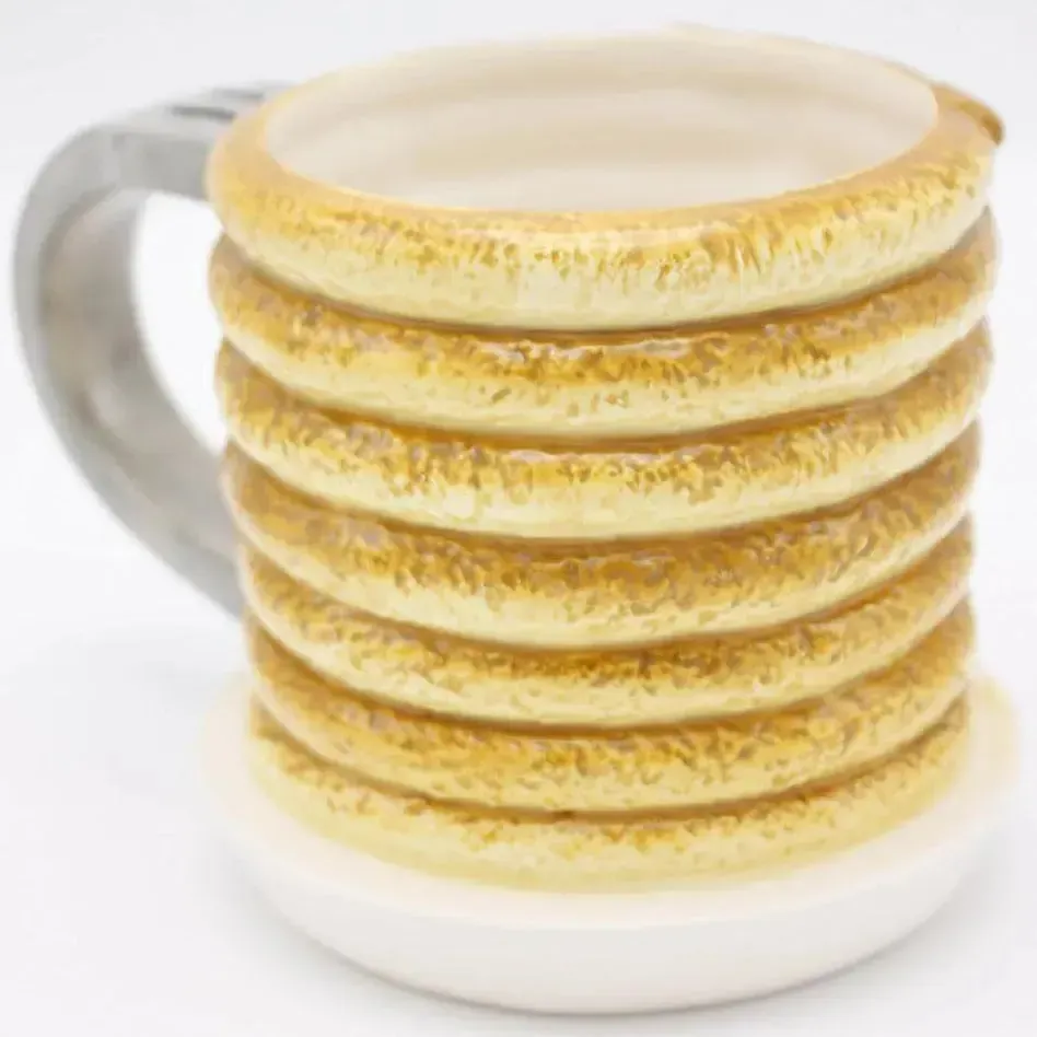 Stack of Pancakes Sculpted Mug Gag Gift (Ceramic, 12 oz.) - Island Dogs - Image 3