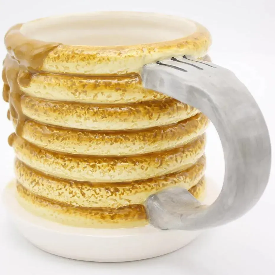 Stack of Pancakes Sculpted Mug Gag Gift (Ceramic, 12 oz.) - Island Dogs - Image 4