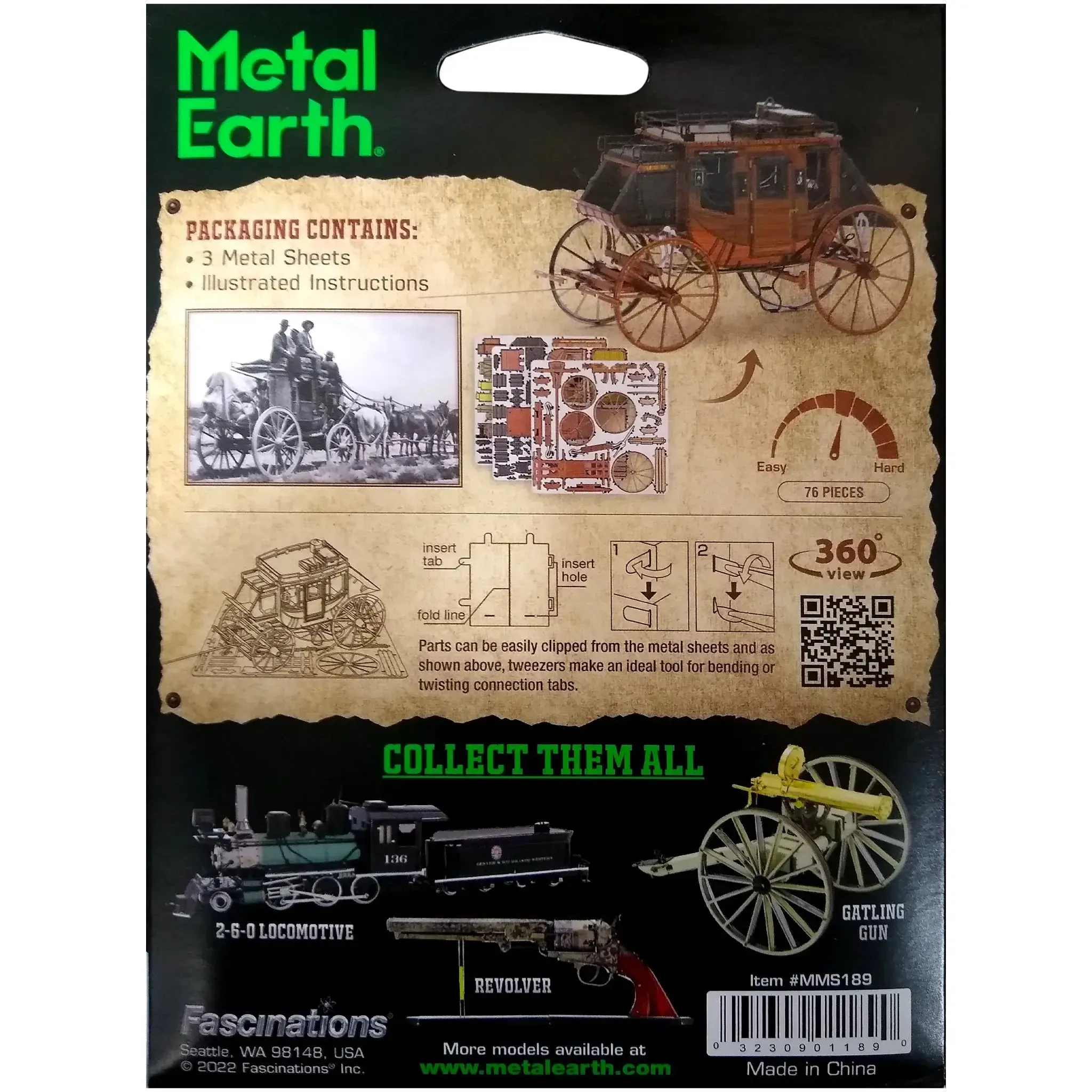 Stagecoach Model Kit (Steel, Moderate Difficulty) - Fascinations - Metal Earth Series - (2022) - Image 3