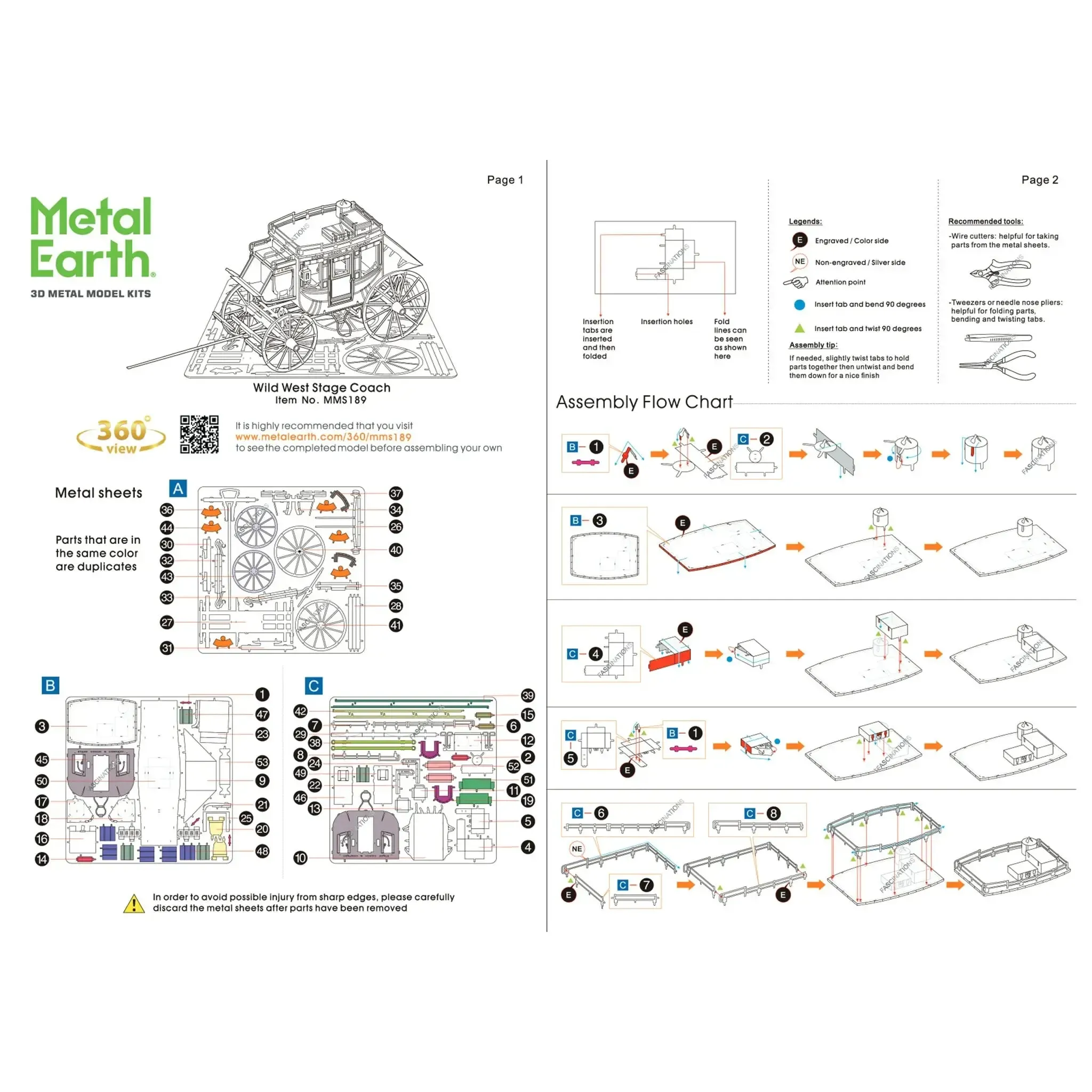 Stagecoach Model Kit (Steel, Moderate Difficulty) - Fascinations - Metal Earth Series - (2022) - Image 7