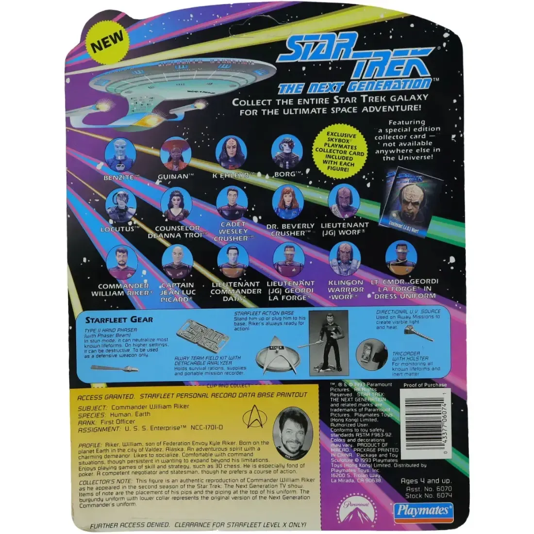 Star Trek: The Next Generation - Commander William T. Riker Action Figure (4.5") - Playmates Toys - (1992) - Image 2