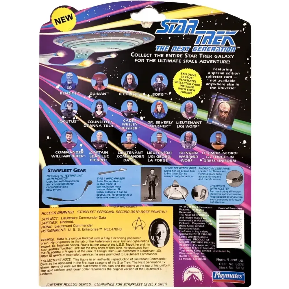 Star Trek: The Next Generation - Lieutenant Commander Data Action Figure (4.75") - Playmates Toys - (1992) - Image 2