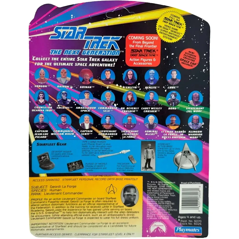 Star Trek: The Next Generation [Season 7] - Dress Uniform Lieutenant Commander Geordi La Forge Action Figure (4.5") - Playmates Toys - Collector Series - (1993) - Image 2