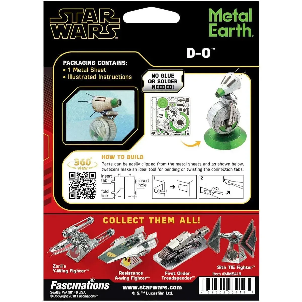 Star Wars - D-O Figure Model Kit (Steel, Easy Difficulty) - Fascinations - Metal Earth Series - Image 3