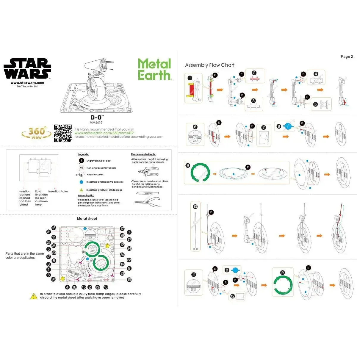 Star Wars - D-O Figure Model Kit (Steel, Easy Difficulty) - Fascinations - Metal Earth Series - Image 9