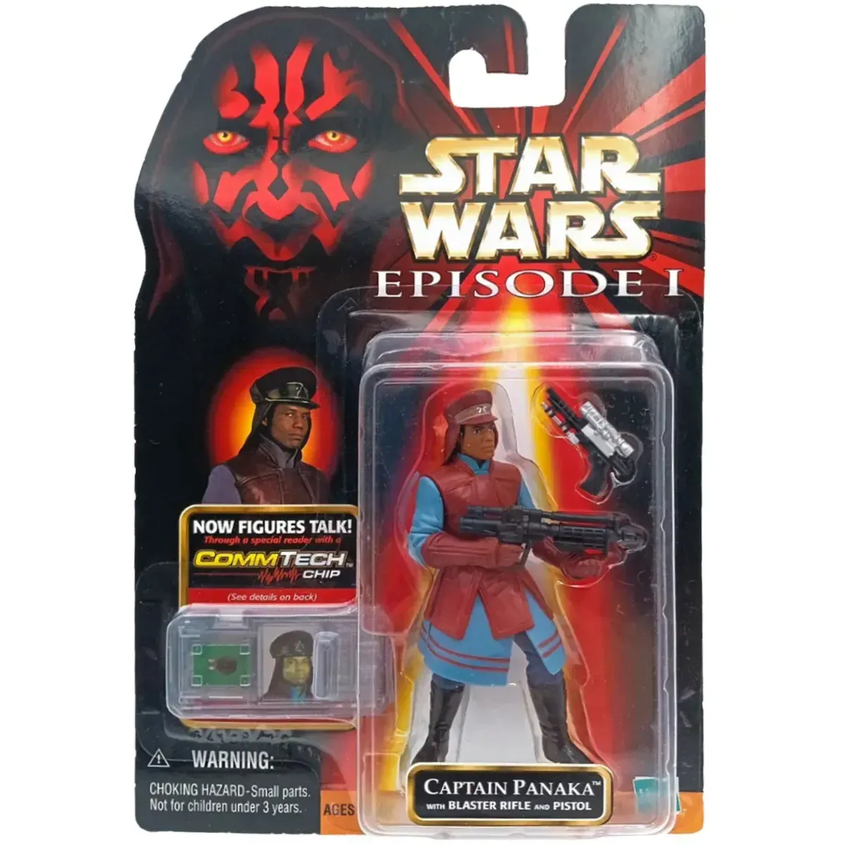Star Wars: Episode I [The Phantom Menace] - Captain Panaka with Blaster Pistol and Rifle Action Figure (3.75") - Hasbro - CommTech Chip Series Collection 2 (1999)