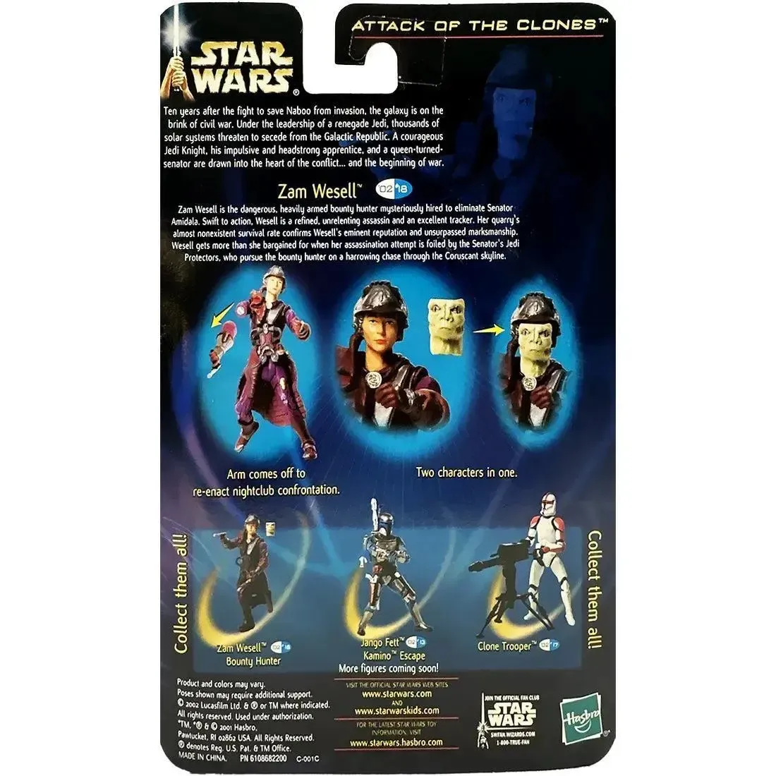 Star Wars: Episode II [Attack of the Clones] - Bounty Hunter Zam Wesell Action Figure (3.75") - Hasbro - Collection 1, #18 (2002) - Image 3