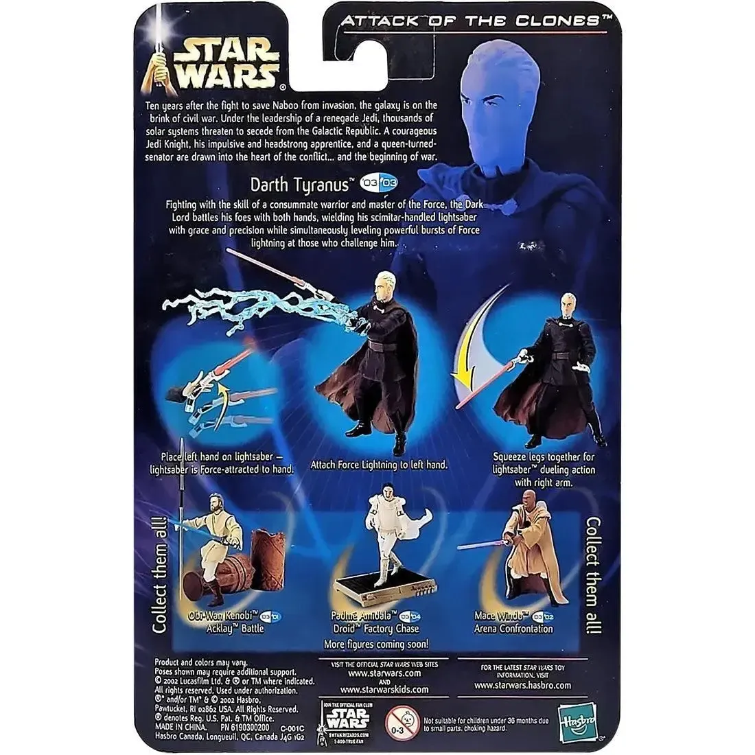 Star Wars: Episode II [Attack of the Clones] - Geonosian Escape Darth Tyranus Action Figure (3.75") - Hasbro - Collection 1, #03 (2002) - Image 3