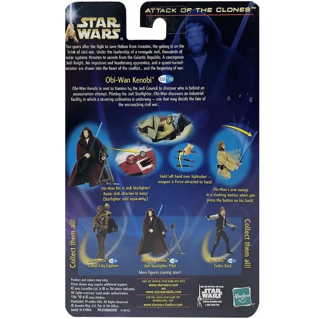 Star Wars: Episode II [Attack of the Clones] - Jedi Starfighter Pilot Obi-Wan Kenobi Action Figure (3.75") - Hasbro - Collection 1, #36 (2002) - Image 3