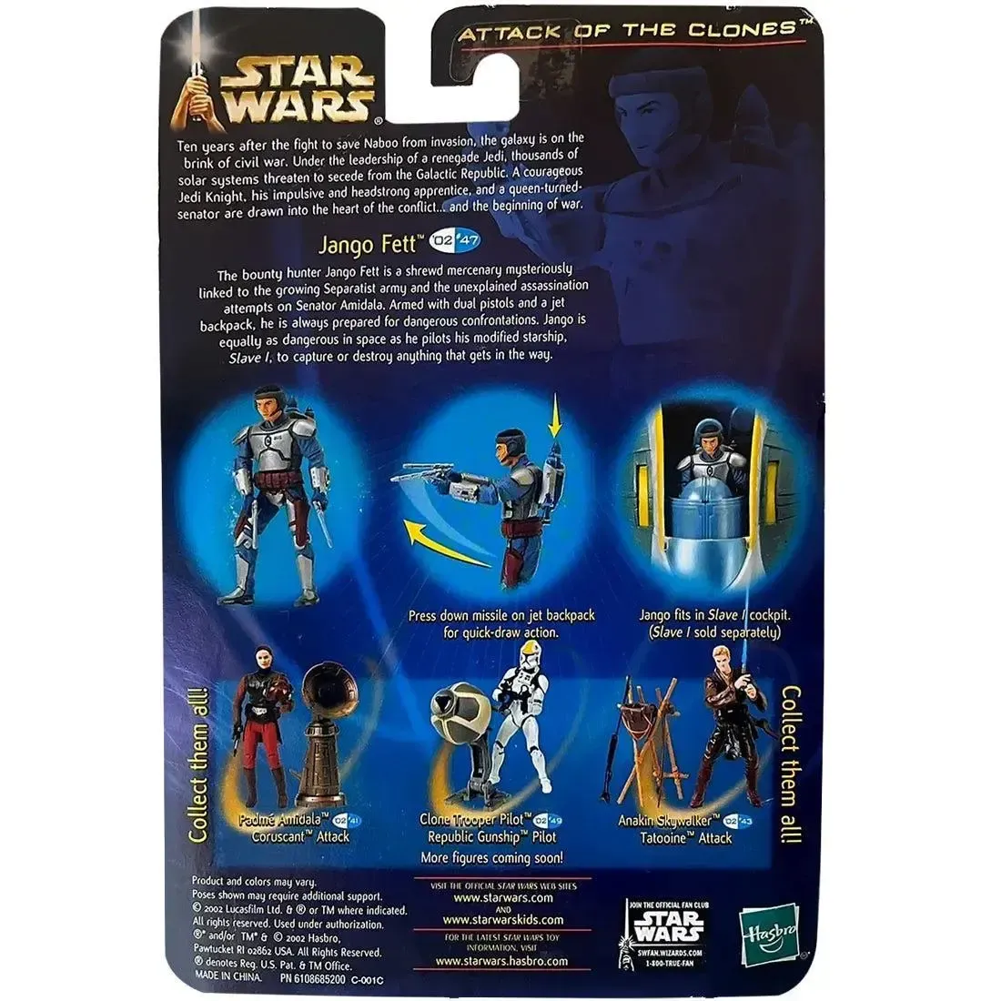 Star Wars: Episode II [Attack of the Clones] - Slave I Pilot Jango Fett Action Figure (3.75") - Hasbro - Collection 1, #47 (2002) - Image 3