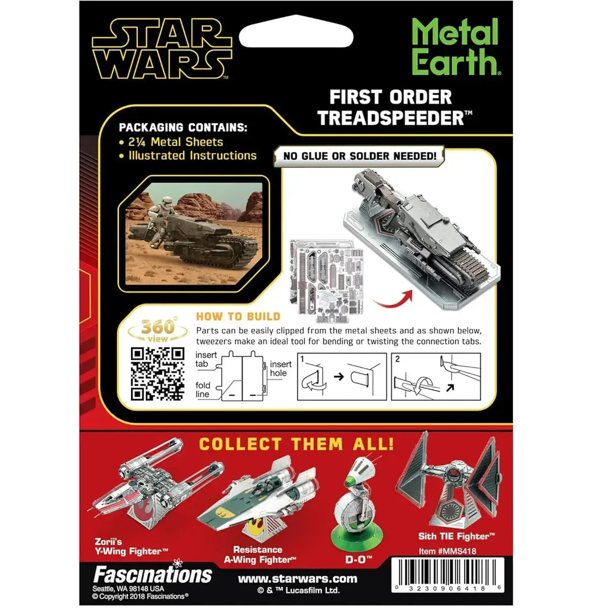 Star Wars - First Order Treadspeeder Figure Model Kit (Steel, Challenging Difficulty) - Fascinations - Metal Earth Series - Image 3