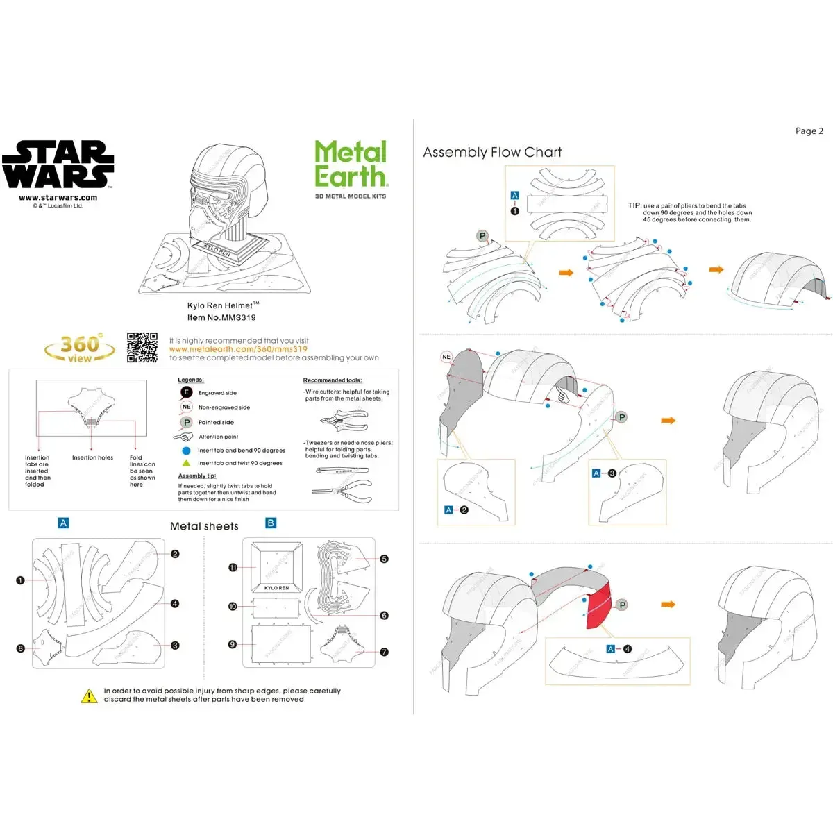 Star Wars - Kylo Ren Helmet Figure Model Kit (Steel, Moderate Difficulty) - Fascinations - Metal Earth Series - Image 8
