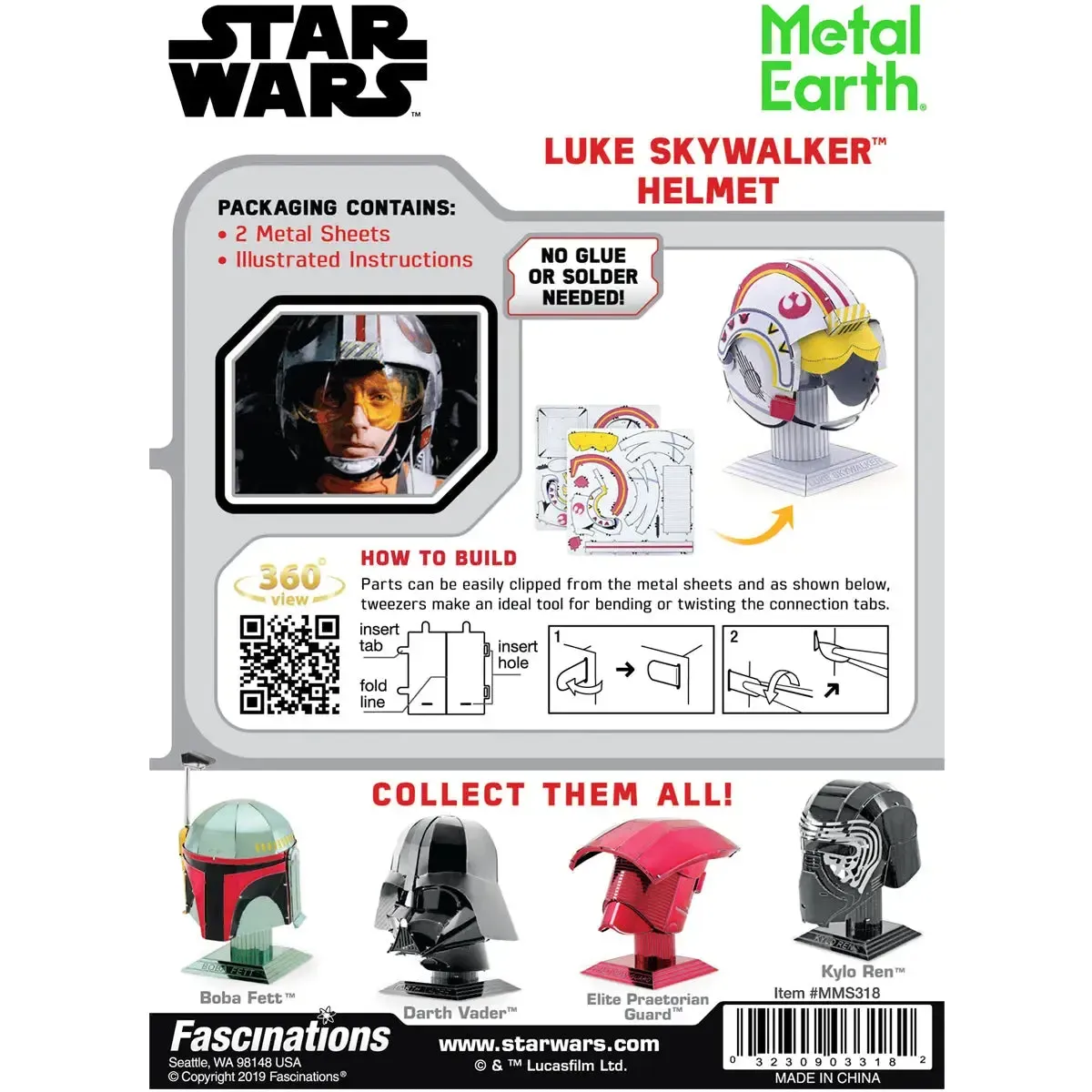Star Wars - Luke Skywalker Helmet Figure Model Kit (Steel, Moderate Difficulty) - Fascinations - Metal Earth Series - Image 3